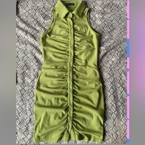 Green mini collared dress